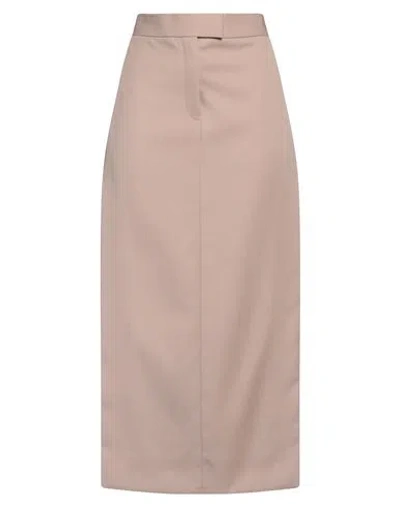 ATTICO THE ATTICO WOMAN MIDI SKIRT LIGHT BROWN SIZE 10 VIRGIN WOOL, COTTON