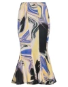 Attico Abstract-print Flared Midi Skirt In Yellow