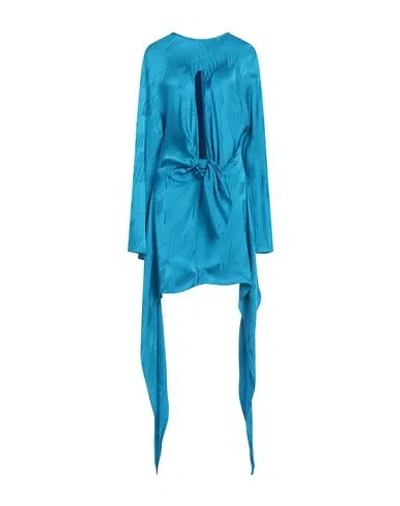 Attico The  Woman Mini Dress Azure Size 6 Viscose In Blue