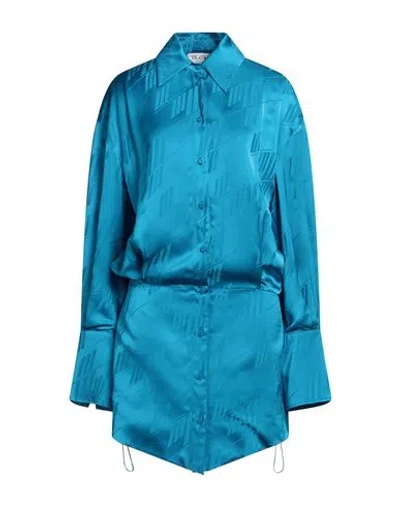 Attico The  Woman Mini Dress Azure Size 6 Viscose In Blue