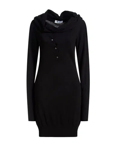 Attico The  Woman Mini Dress Black Size 10 Virgin Wool, Cashmere