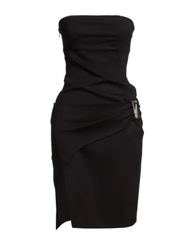 Attico The  Woman Mini Dress Black Size 4 Virgin Wool, Elastane