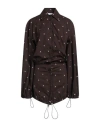 Attico Logo-print Cotton Shirt Dress In Brown