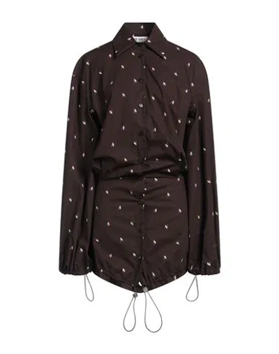 ATTICO THE ATTICO WOMAN MINI DRESS CHOCOLATE BROWN SIZE 4 COTTON