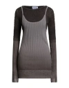 Attico Knit Dress With Ribbed Texture And Gradient Design In Brown