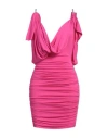 Attico Cowl Neck Draped Dress In Pink