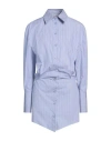 Attico Striped Long-sleeved Shirt In Blue