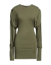 Attico The  Woman Mini Dress Military Green Size 6 Rayon, Polyamide, Elastane