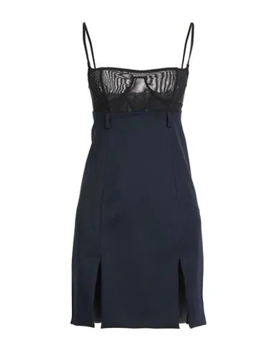 Attico The  Woman Mini Dress Navy Size 6 Virgin Wool, Polyamide, Lycra In Blue