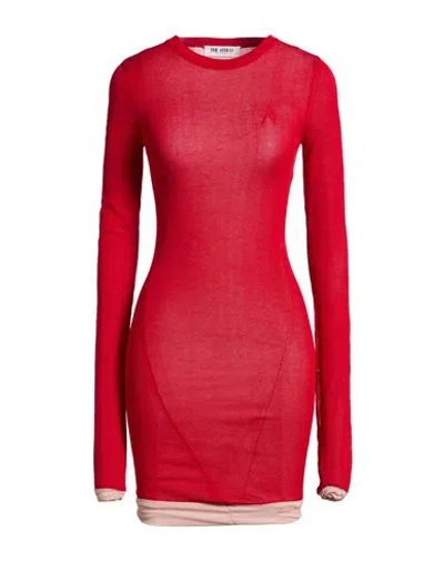 Attico The  Woman Mini Dress Red Size 8 Cotton, Modal, Cashmere, Elastane