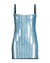 Attico Rue Mini Dress With Embellished Front In Blue