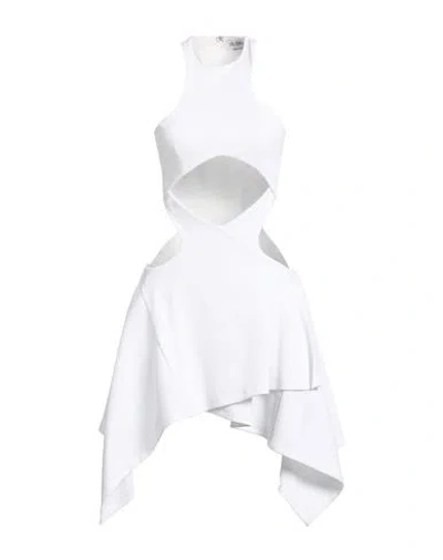 Attico The  Woman Mini Dress White Size 6 Cotton, Elastane