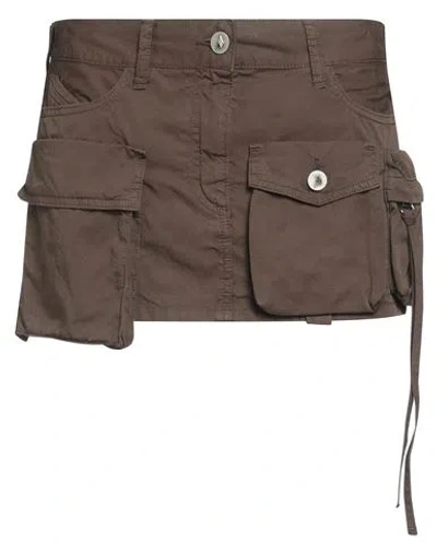 Attico The  Woman Mini Skirt Chocolate Brown Size 27 Cotton