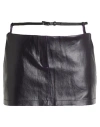 Attico The  Woman Mini Skirt Dark Purple Size 2 Lambskin, Bull Skin In Black