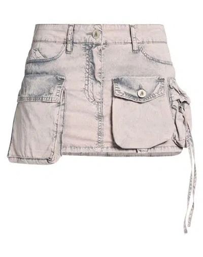 Attico The  Woman Mini Skirt Grey Size 2 Cotton In Gray
