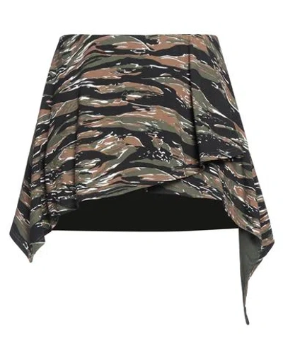 Attico The  Woman Mini Skirt Military Green Size 8 Cotton, Elastane, Polyamide