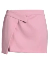 Attico Cloe Asymmetric Wool-blend Twill Mini Wrap Skirt In Pink