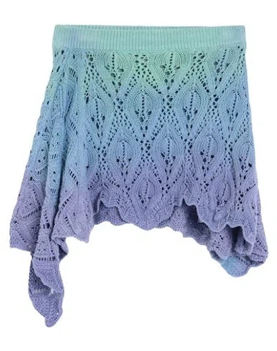 Attico The  Woman Mini Skirt Sky Blue Size 8 Cotton