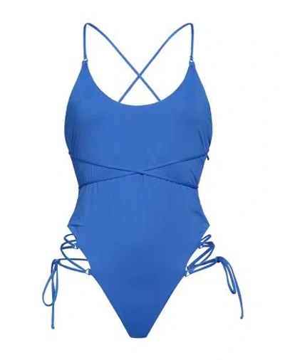 Attico The  Woman One-piece Swimsuit Bright Blue Size L Nylon, Elastane