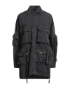 Attico Utility Denim Overshirt With Maxi Patch Pockets In Black