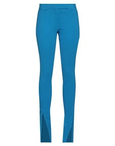 Attico The  Woman Pants Azure Size 4 Virgin Wool, Elastane In Blue