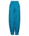Attico Jagger Logo Jacquard Satin Wide Pants In Blue