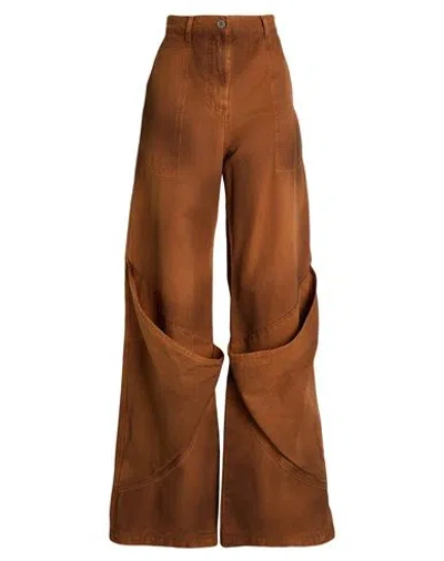 Attico The  Woman Pants Brown Size 30 Cotton