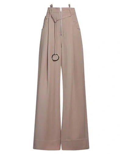 Attico The  Woman Pants Light Brown Size 6 Virgin Wool In Beige