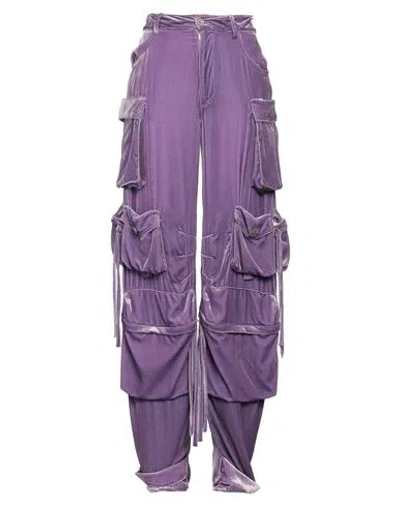 Attico The  Woman Pants Purple Size 2 Viscose, Silk