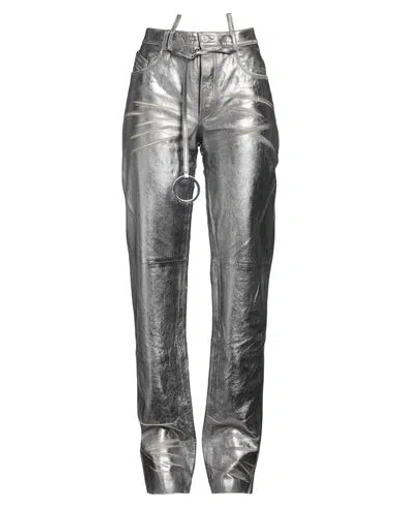 Attico The  Woman Pants Silver Size 4 Lambskin
