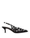 Attico 50mm Grid Suede Slingbacks In Black