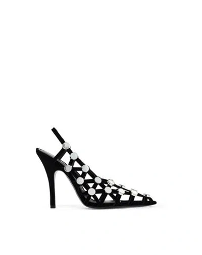 Attico 105mm Grid Rhinestone-embellished Pumps In Black