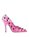 Attico Grid Crystal-embellished Suede Pumps In Pink