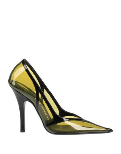 Attico The  Woman Pumps Green Size 8 Leather, Plastic