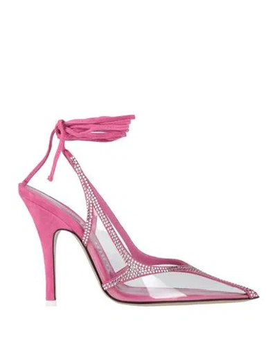 ATTICO THE ATTICO WOMAN PUMPS PINK SIZE 8 LEATHER, TEXTILE FIBERS