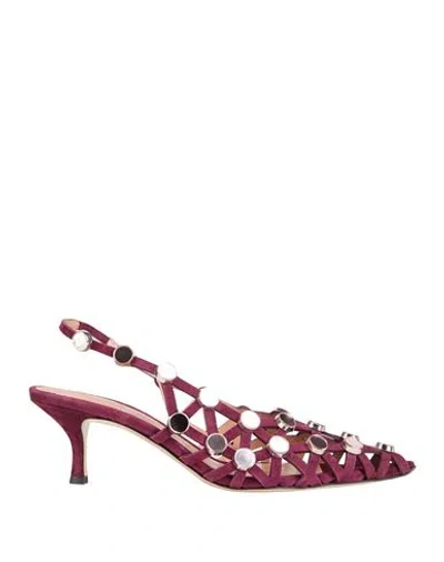 Attico The  Woman Pumps Plum Size 6.5 Leather, Synthetisches Material In Purple