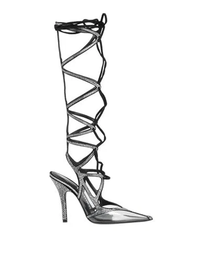 Attico The  Woman Pumps Silver Size 7.5 Leather, Pvc - Polyvinyl Chloride In Multi