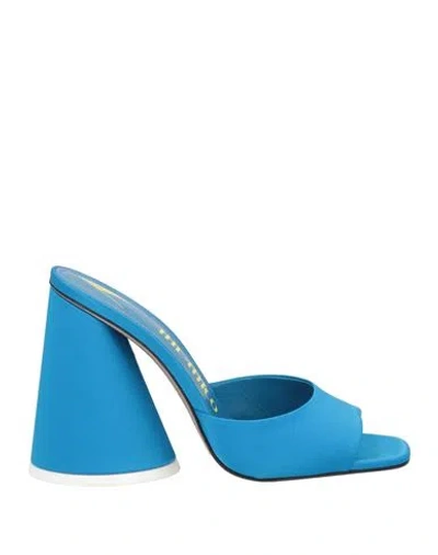 Attico The  Woman Sandals Azure Size 8 Textile Fibers In Blue