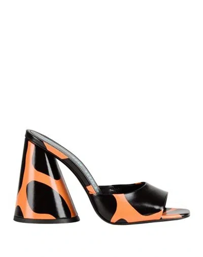 Attico The  Woman Sandals Black Size 8 Leather