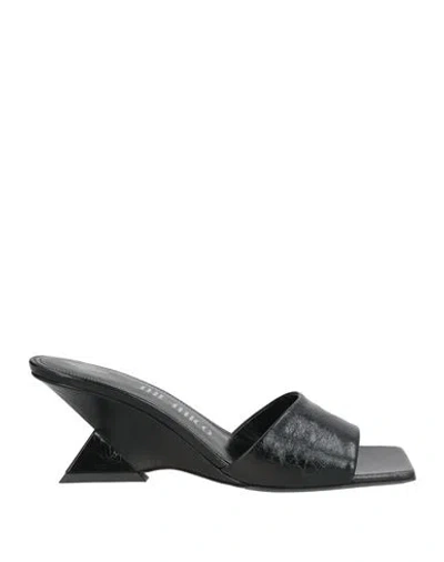 Attico The  Woman Sandals Black Size 8 Leather