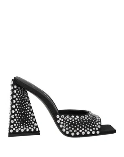 Attico The  Woman Sandals Black Size 8 Polyester