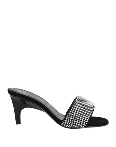 ATTICO THE ATTICO WOMAN SANDALS BLACK SIZE 8 TEXTILE FIBERS