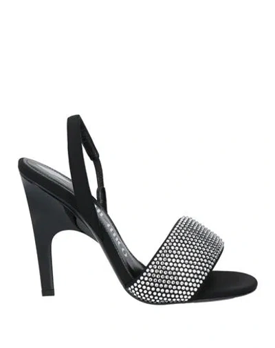 ATTICO THE ATTICO WOMAN SANDALS BLACK SIZE 8 TEXTILE FIBERS