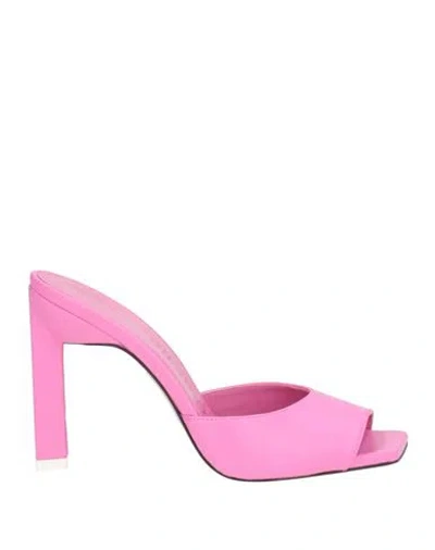 Attico The  Woman Sandals Fuchsia Size 6 Leather In Pink