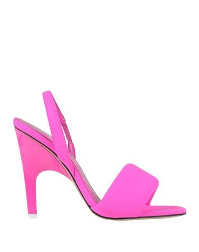 Attico The  Woman Sandals Fuchsia Size 7 Leather, Textile Fibers In Pink