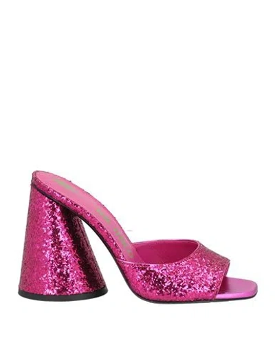 Attico The  Woman Sandals Fuchsia Size 8 Textile Fibers In Pink