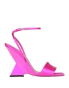 Attico The  Woman Sandals Fuchsia Size 8.5 Textile Fibers In Pink