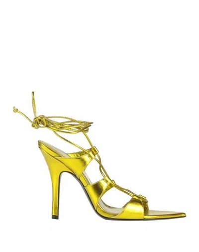 Attico The  Woman Sandals Gold Size 7 Leather