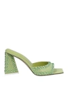 Attico Rhinestone-covered Block Heel Mules In Green