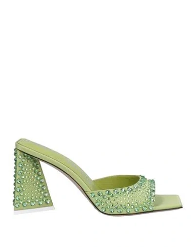 Attico The  Woman Sandals Light Green Size 8 Textile Fibers